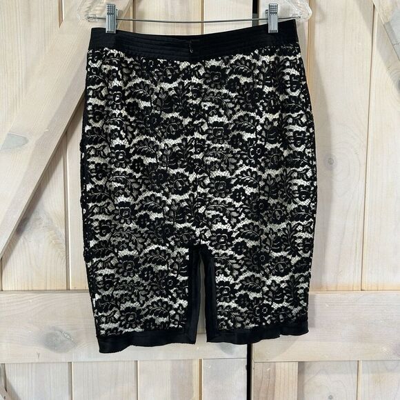 Rebecca Taylor Womens Skirt 4 Lace Floral Split Office Siren Career Professional - Picture 2 of 12